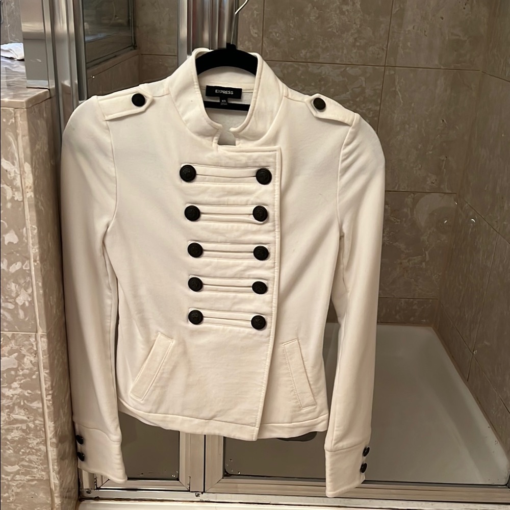 Express White Blazer with Military-Inspired Design